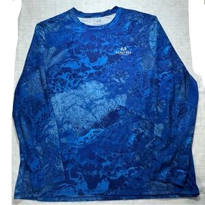 Realtree Men's WAV3 Performance fishing shirt Blue Camo Long sleeve XXL